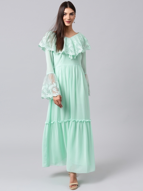 

Athena Women Sea Green Solid Maxi Dress
