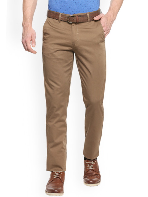 

Peter England Men Khaki Slim Fit Solid Regular Trousers