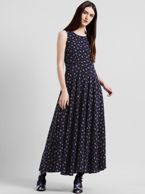 

Zink London Women Blue Printed Maxi Dress