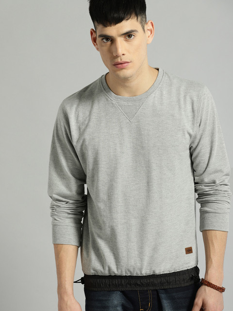 

Roadster Men Grey Melange Solid Sweatshirt