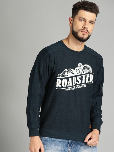 

Roadster Men Navy Printed Sweatshirt, Navy blue