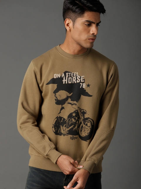 

Roadster Men Brown Printed Sweatshirt