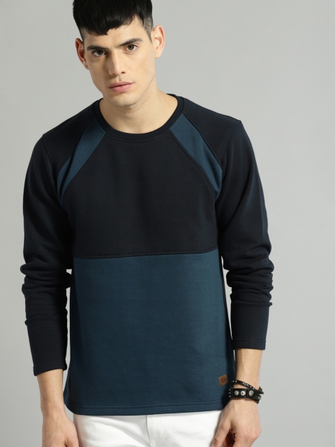 

Roadster Men Navy Blue Colourblocked Sweatshirt