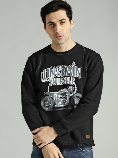 

Roadster Men Black Printed Sweatshirt