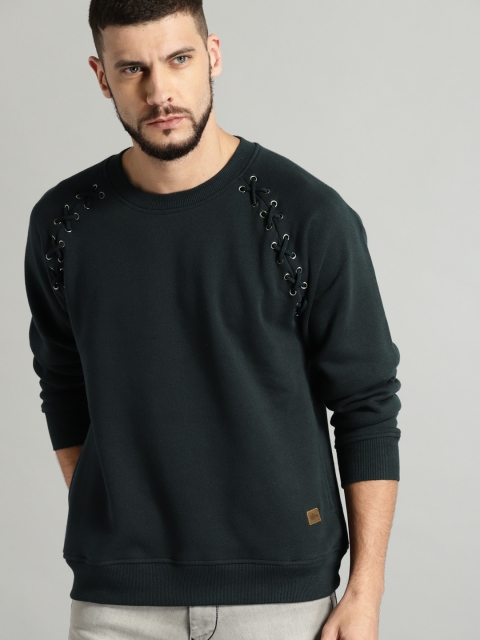 

Roadster Men Navy Solid Sweatshirt, Navy blue