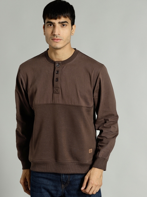

Roadster Men Coffee Brown Solid Sweatshirt