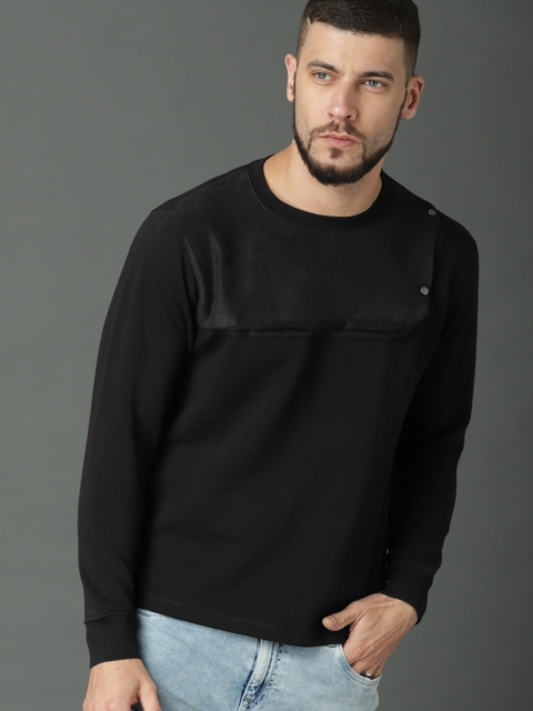 

Roadster Men Black Solid Sweatshirt