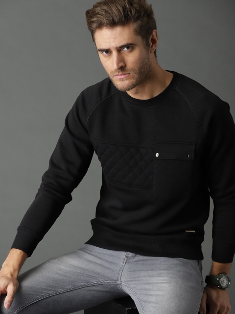 

Roadster Men Black Solid Sweatshirt
