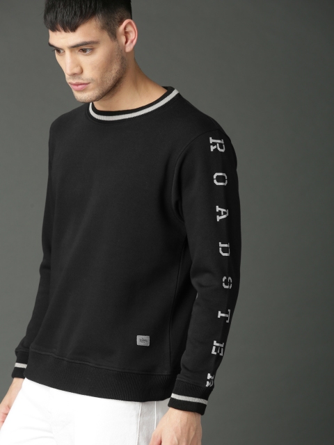 

Roadster Men Black Solid Sweatshirt