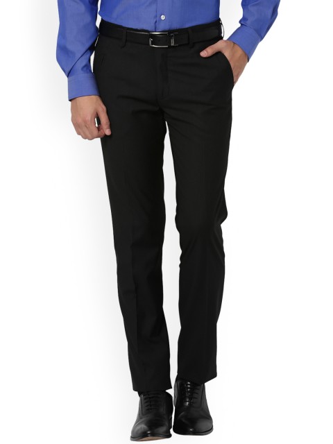 

Van Heusen Men Black Slim Fit Solid Formal Trousers