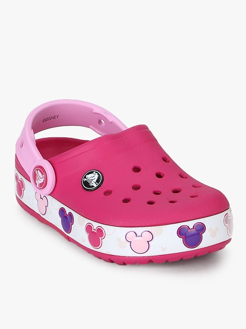 

Crocs Girls Fuchsia Crocband Mickey Fnlb Lights Clogs