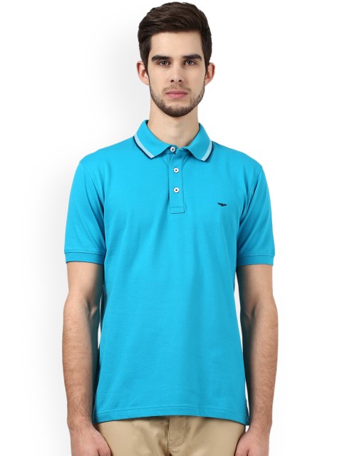 

Park Avenue Men Blue Solid Polo Collar T-shirt