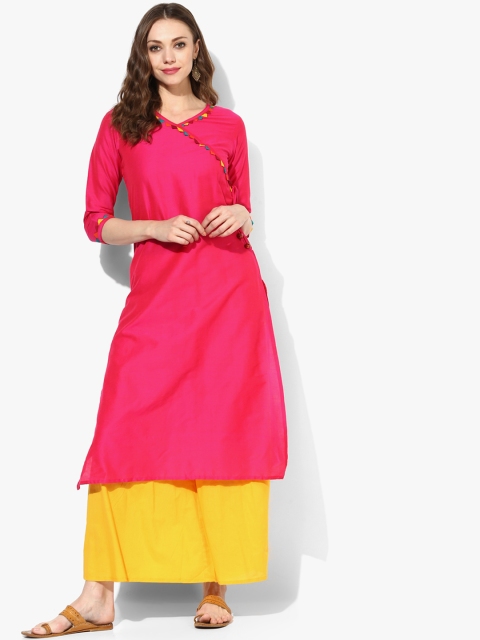 

Sangria Women Pink & Yellow Solid Kurta with Palazzos