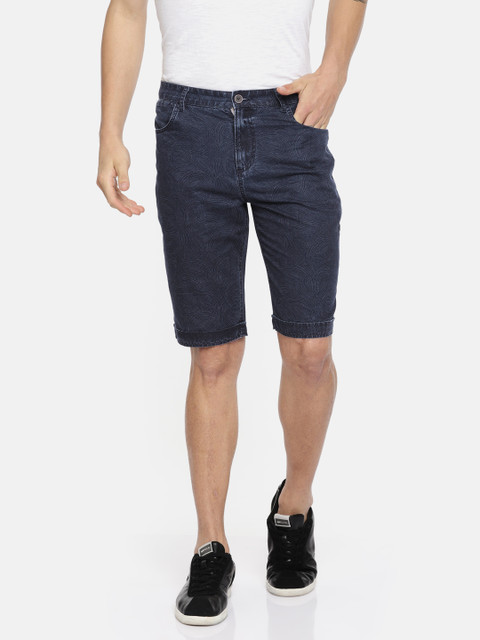 

Nature Casuals Men Blue Printed Regular Fit Regular Shorts