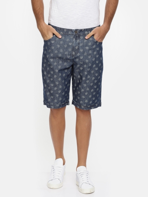 

Nature Casuals Men Blue Printed Regular Fit Chino Shorts