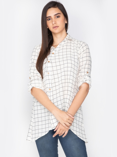 

sassystripes Women White Checked Top