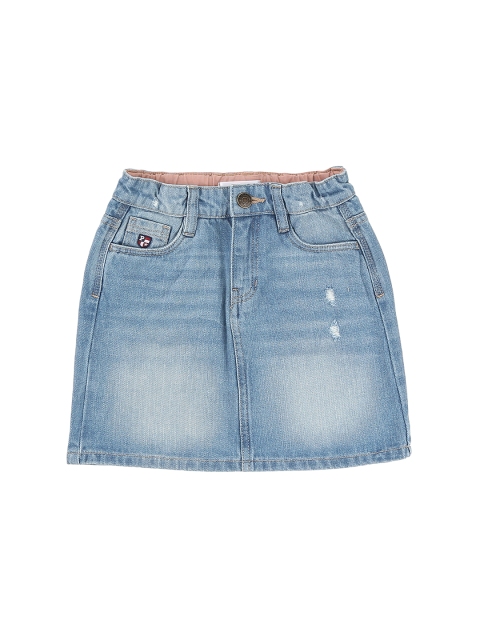 

U.S. Polo Assn. Kids Blue Denim A-Line Distressed Skirt