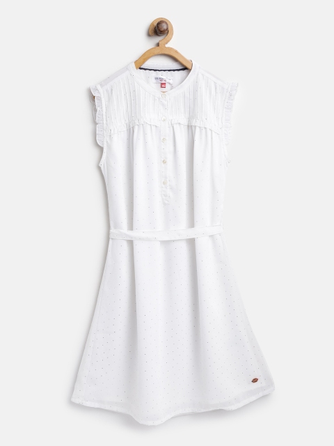 

U.S. Polo Assn. Kids Girls White Printed A-Line Dress