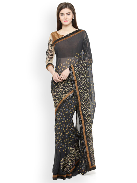 

Shaily Grey Embroidered Pure Georgette Saree