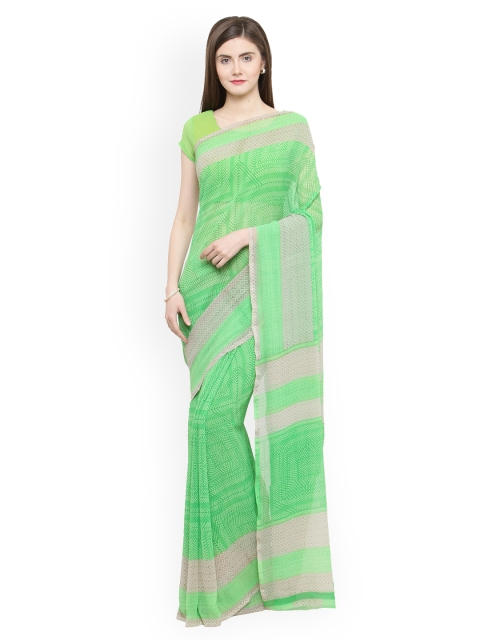 

Shaily Green Printed Pure Georgette Saree