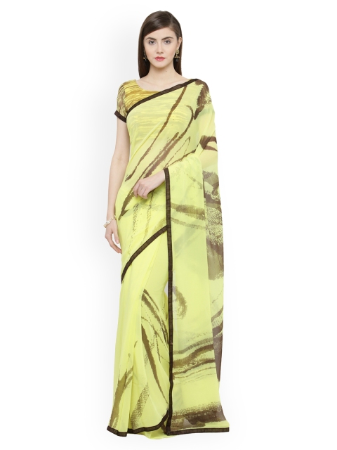 

Shaily Lime Green Printed Pure Georgette Saree