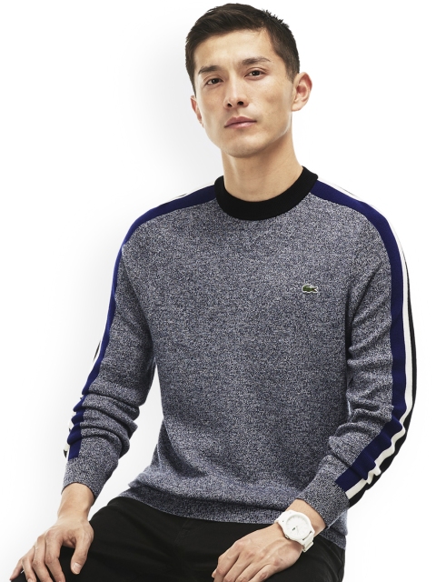 

Lacoste Men Grey & Navy Blue Striped Pullover