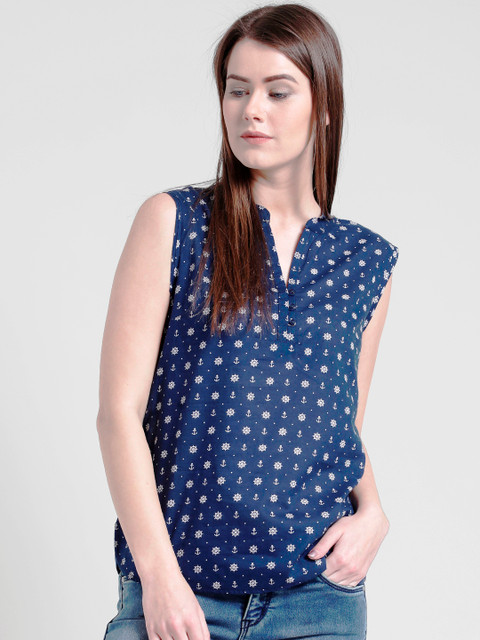 

Yaadleen Women Blue Printed Top