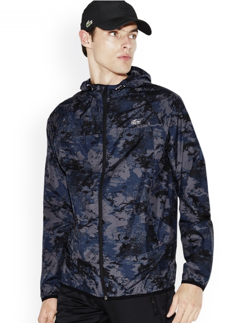 

Lacoste Men Navy Blue Printed Water Resistant Sporty Jacket