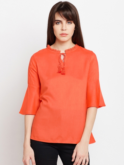 

Ruhaans Women Orange Solid Top