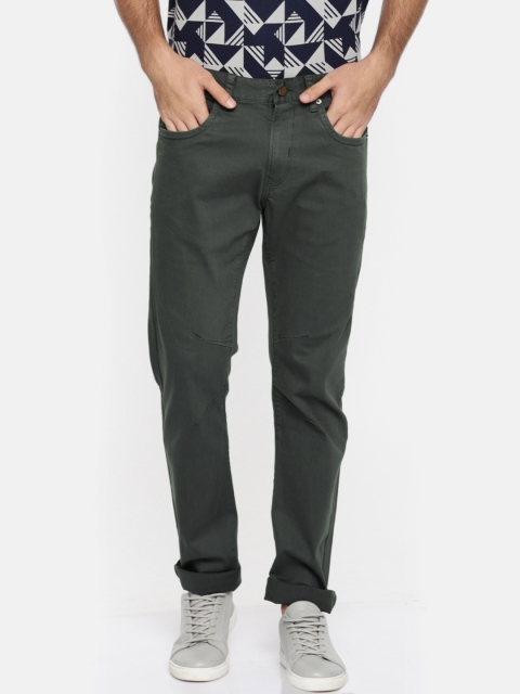 

Indian Terrain Men Charcoal Brooklyn Slim Fit Solid Regular Trousers