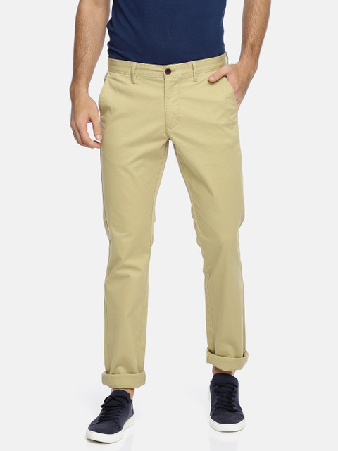 

Indian Terrain Men Khaki Brooklyn Slim Fit Solid Regular Trousers