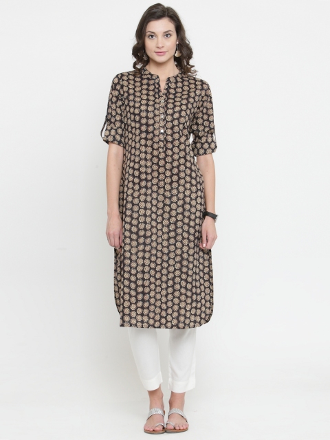 

Varanga Women Black & White Printed Kurta with Trousers