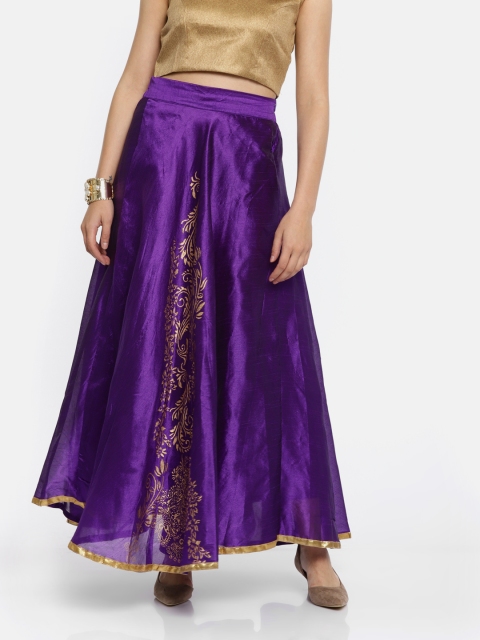 

Ira soleil Purple Printed Maxi Skirt