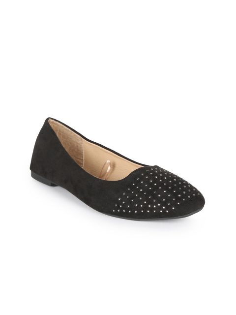 

People Women Black Woven Design Embellished Ballerinas