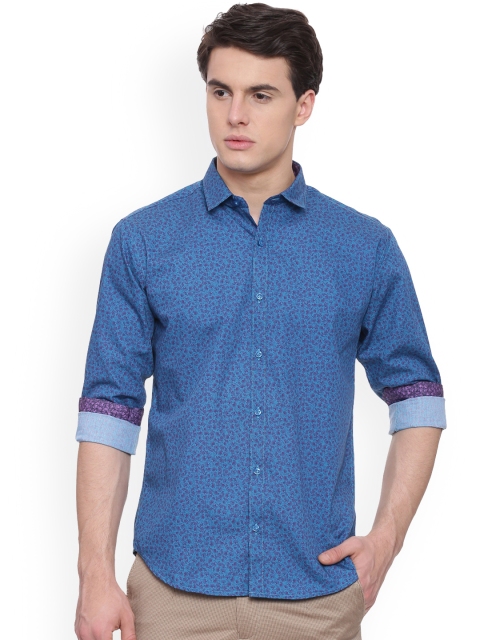 

V Dot Men Blue Slim Fit Printed Casual Shirt