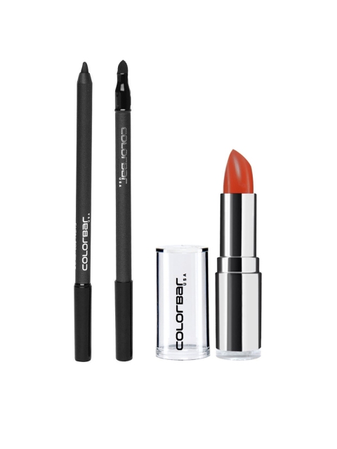 

Colorbar Set of Just Smoky Kajal - Just Black & Velvet Matte Obsessed Orange Lipstick