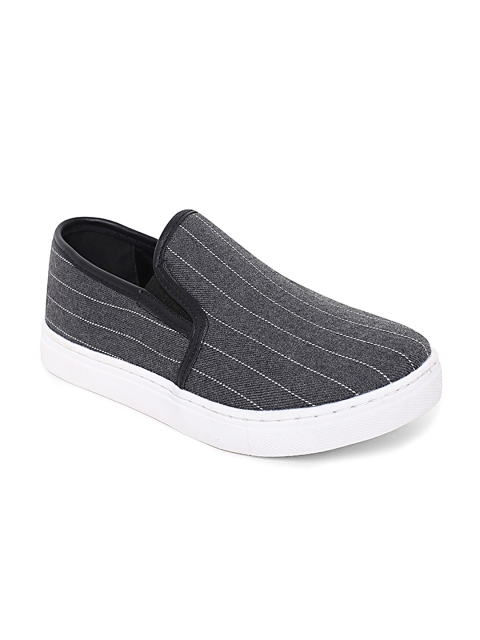 

Allen Solly Women Charcoal Grey Striped Slip-On Sneakers