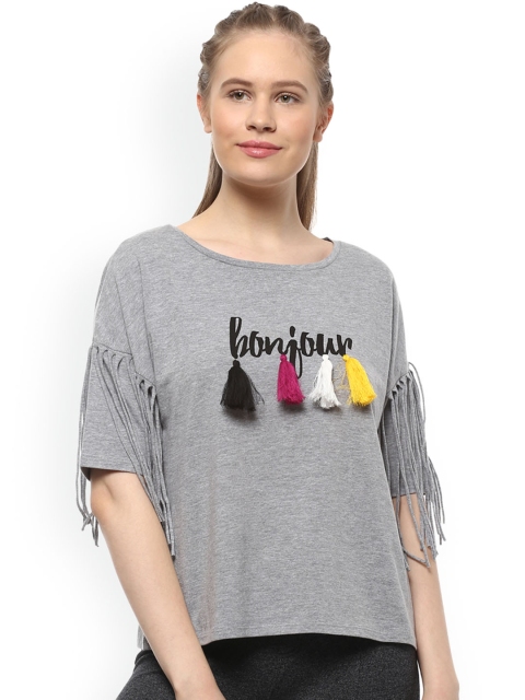 

People Women Grey Printed Top