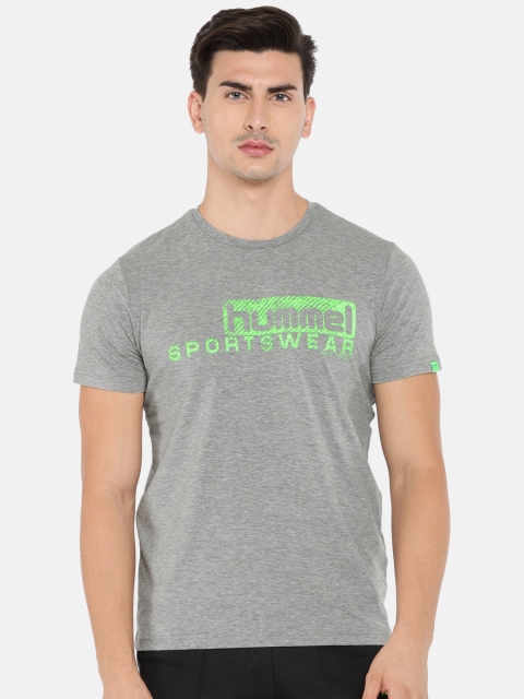 

hummel Men Grey Printed Round Neck T-shirt