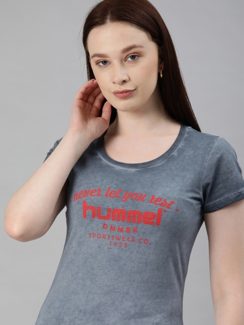 

hummel Women Navy Blue Printed Round Neck T-shirt