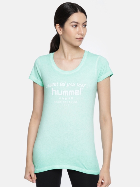 

hummel Women Blue Printed Round Neck T-shirt