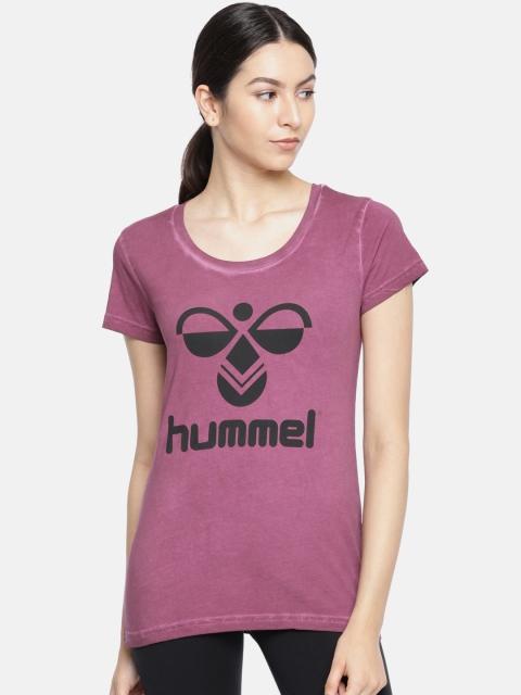 

hummel Women Burgundy Printed Round Neck T-shirt