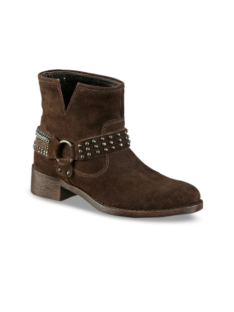 

Saint G Women Brown Solid Heeled Boots