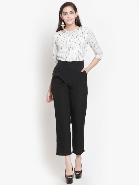 

Magnetic Designs Women Black & White Printed Capri Jumpsuit