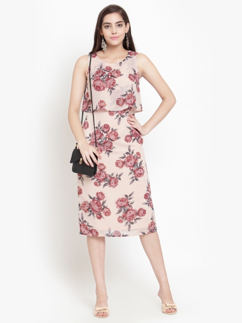 

Magnetic Designs Women Beige Printed Sheath Dress