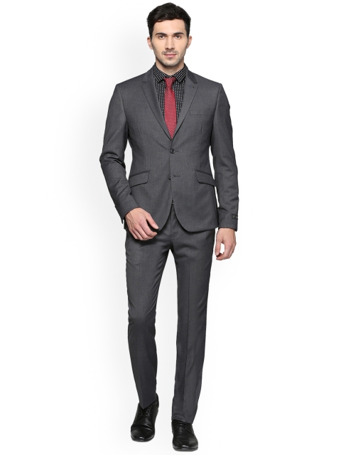 

Peter England Men Grey Solid Slim Fit Single-Breasted Formal Suit
