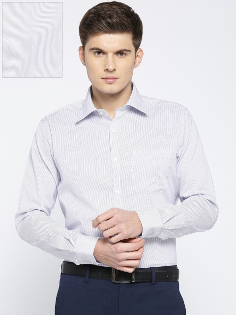 

Park Avenue Men White & Blue Slim Fit Striped Formal Shirt