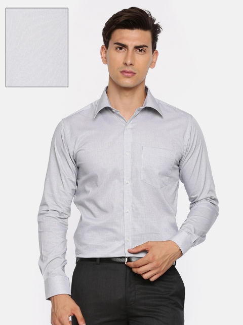 

Park Avenue Men Off-White & Grey Slim Fit Checked Formal Shirt