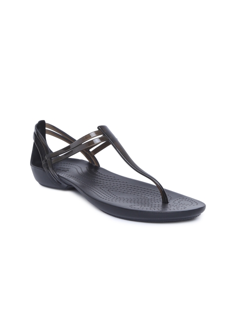 

Crocs Women Black Solid Synthetic T-Strap Flats