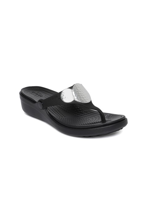 

Crocs Women Black & Silver-Toned Wedges